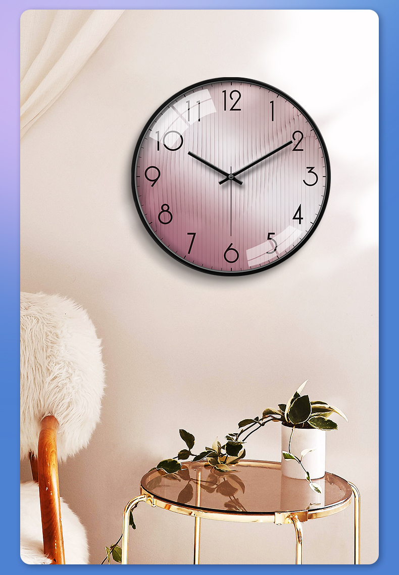 摩门momen电波钟客厅钟表挂墙自动对时钟创意渐变艺术餐厅卧室装饰