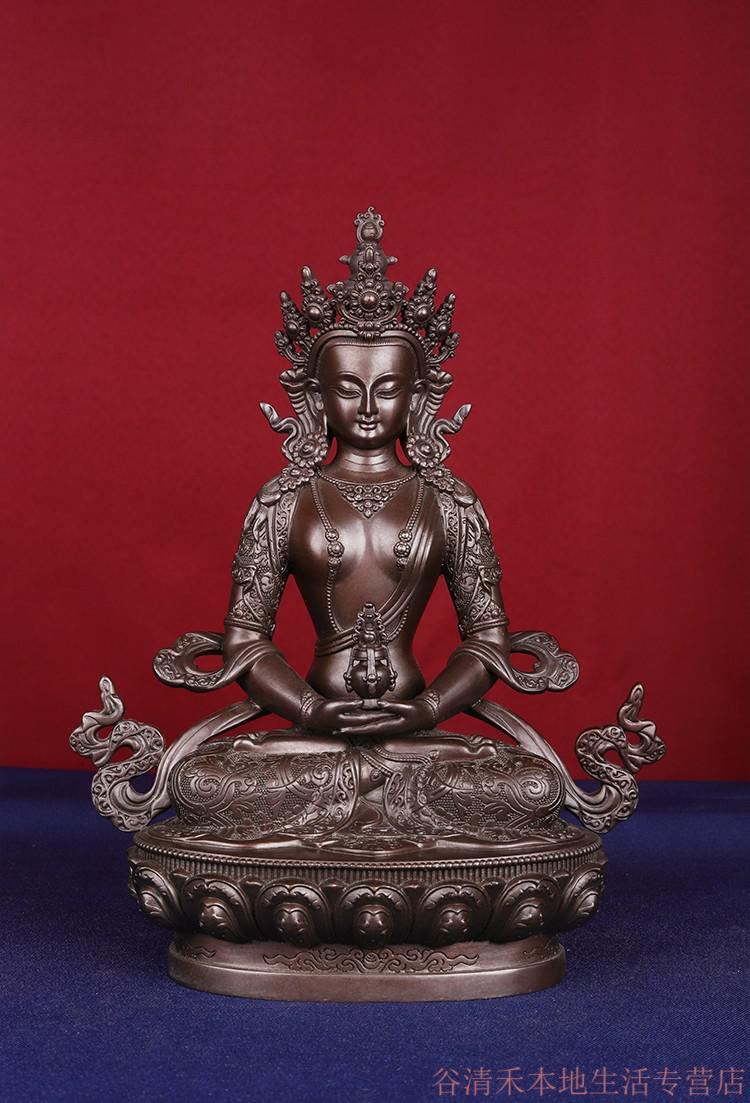 智宙长寿佛佛像摆件迷你小佛像随身带藏传密宗5寸7寸1尺铜佛像智宙qlq