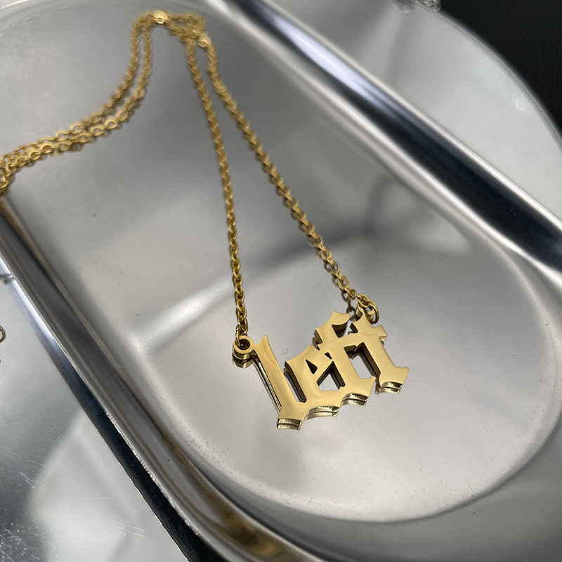 漫莱蕊_tf家族 左航left字母项链左周边名字锁骨链 left 金色项链 pe