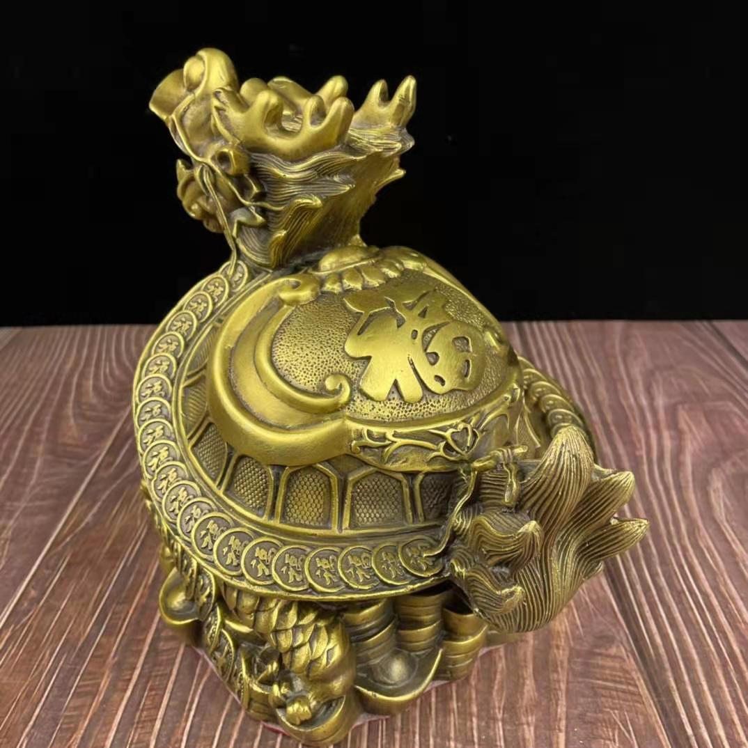 纯铜风水龙龟香炉双耳八卦龟香无盖九龙炉道佛用品家用客厅摆件 四款