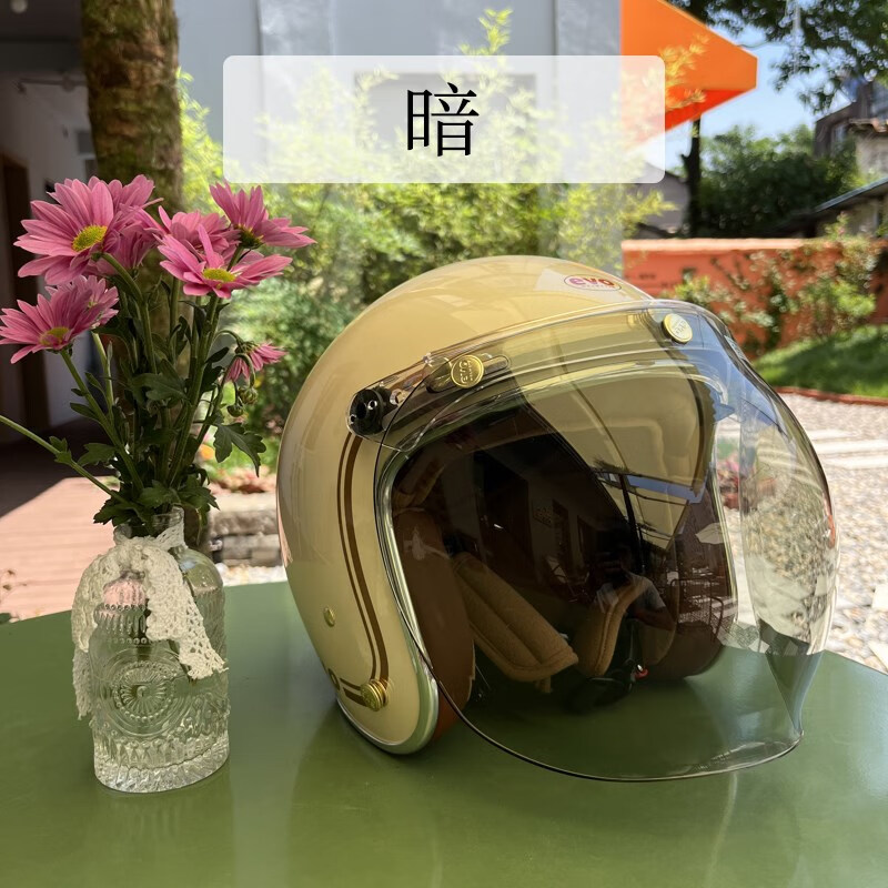 复古头盔泡泡镜机车摩托车踏板防晒防风透明半盔风镜面罩日夜可用