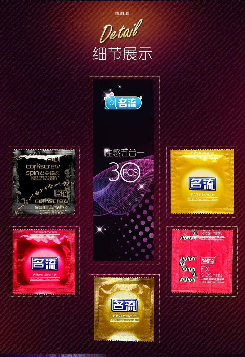 名流 加倍超薄 超润滑 大颗粒避孕套 夜场男用夫妻情趣套装用品 性感