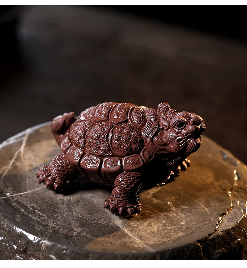 溪隐陶府宜兴紫砂茶宠名家全手工陈洪军赑屃霸下富甲一方龙龟茶玩雕塑