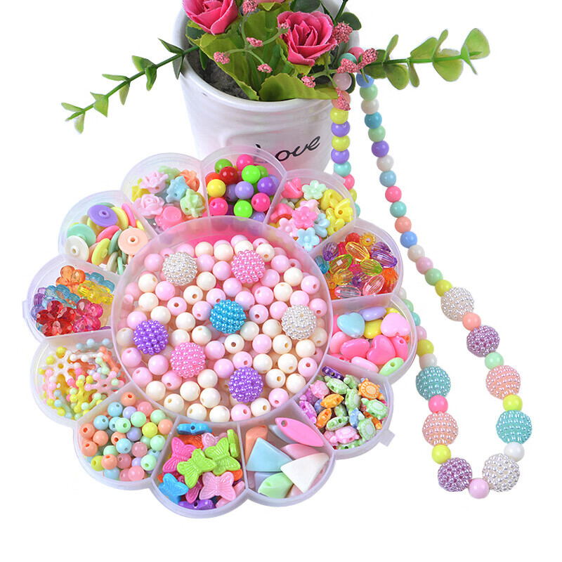 儿童串珠子小女孩diy手工制作材料包珠子弱势幼儿小朋友玩具24格冰雪