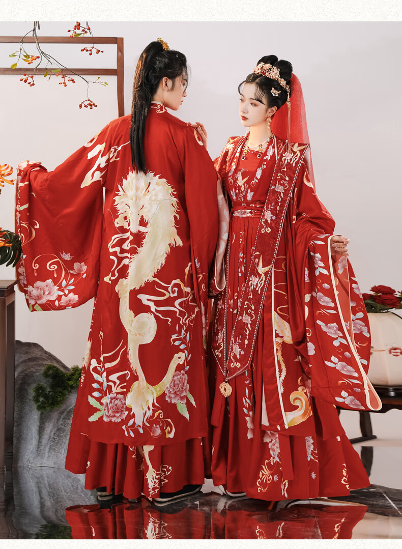 汉服婚服明制凤冠霞帔整套婚纱慕女宋制男套中式花嫁新娘秋冬季 花嫁