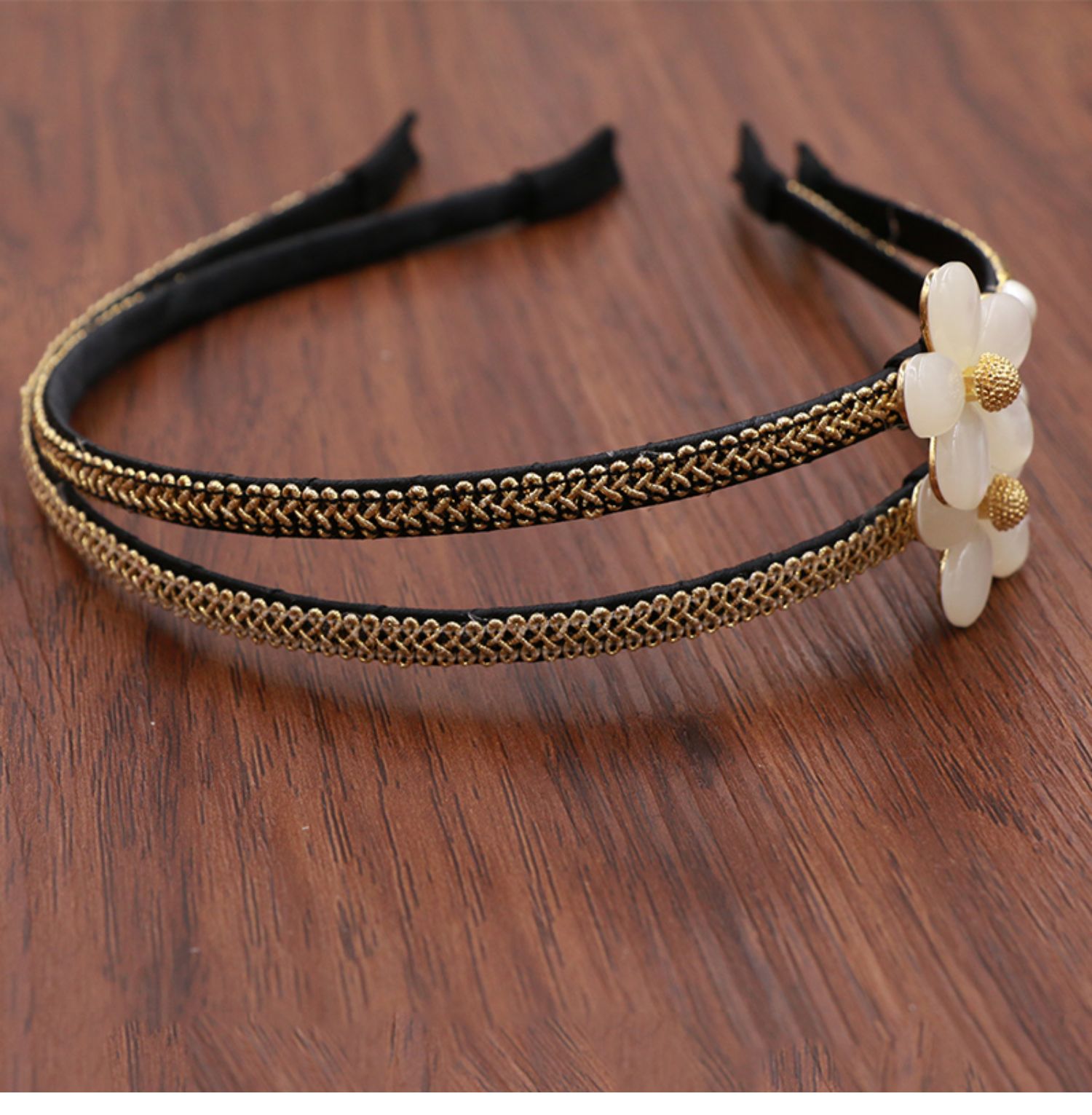 发饰 发箍 戎夏 精致花朵发箍女孩韩版气质发卡金属头圈碎发压发头饰