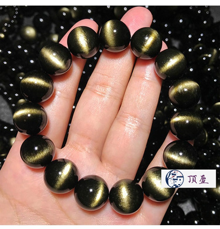 石手串男墨西哥双眼收藏级猫眼手链女黑色宝石双眼饰品双眼金曜石6mm