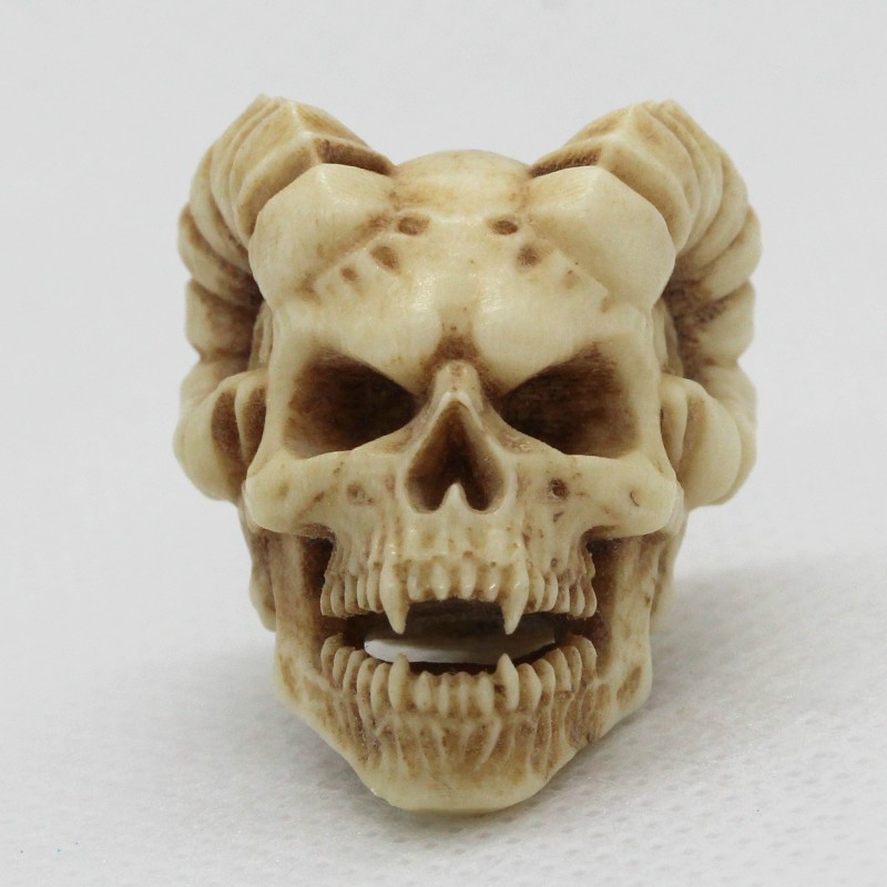 森洲 羊角骷髅恶灵尸陀林主骨质项坠吊坠三通佛头菩提手串文玩饰品