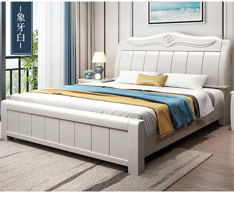 迅毅 床 实木床双人床1.8米主卧2米2.2米大床现代中式卧室1.