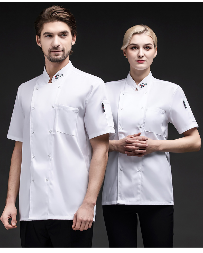 雷萨狼夏天厨房工衣男主厨工作服短袖夏季高档酒店饭店烧烤店厨师服工