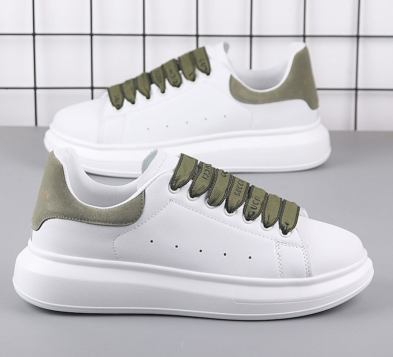 wonst春季麦卡伦潮流网红小白鞋增高运动休闲鞋情侣款板鞋 草绿色