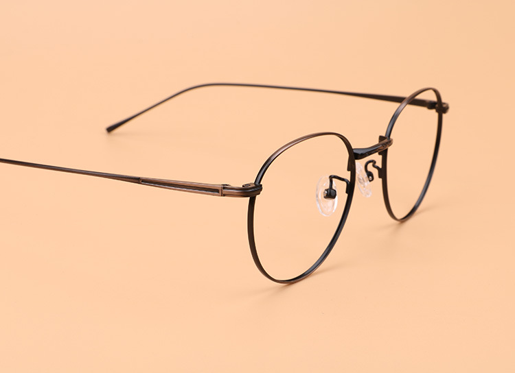 新款复古合金属眼镜框男女大圆脸潮圆形超轻全框镜架 黑金铯【图片