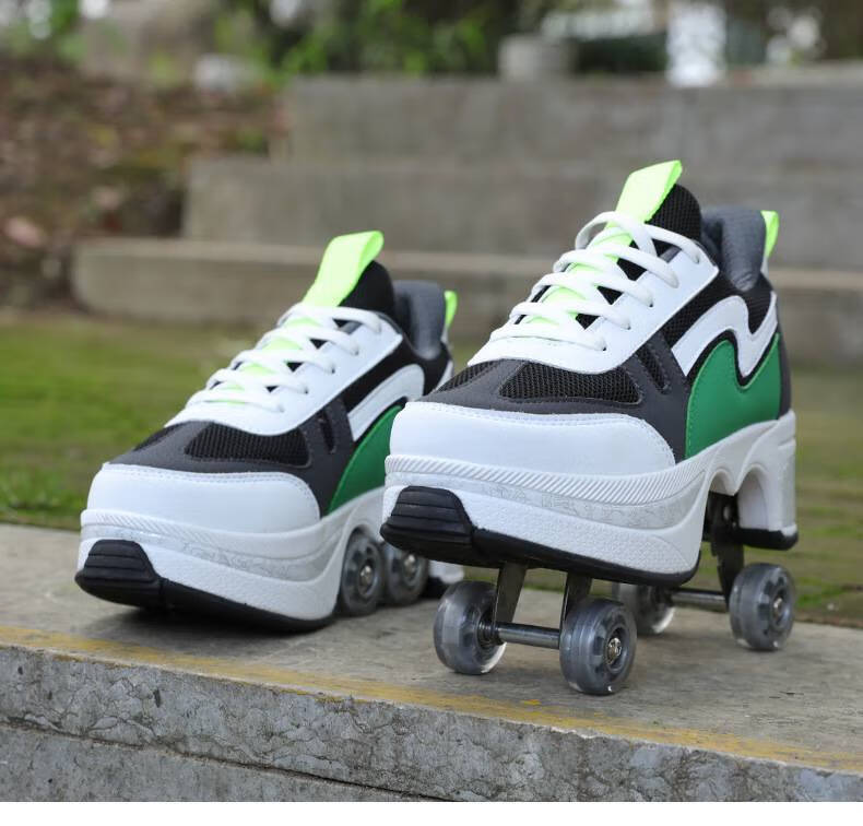 轮滑鞋可收缩 良角厂家跨境agloat变形鞋四轮子两用轮滑鞋双排暴走鞋