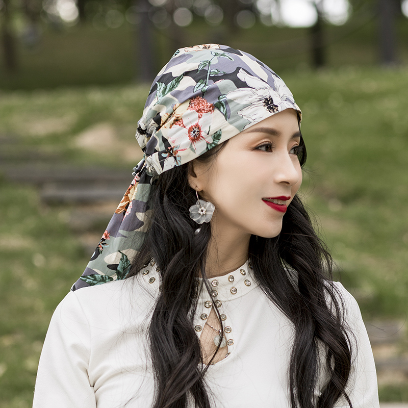 后女帽子头巾女包头秋冬薄款三角巾光头帽子防油烟女款防掉头发 雪芋