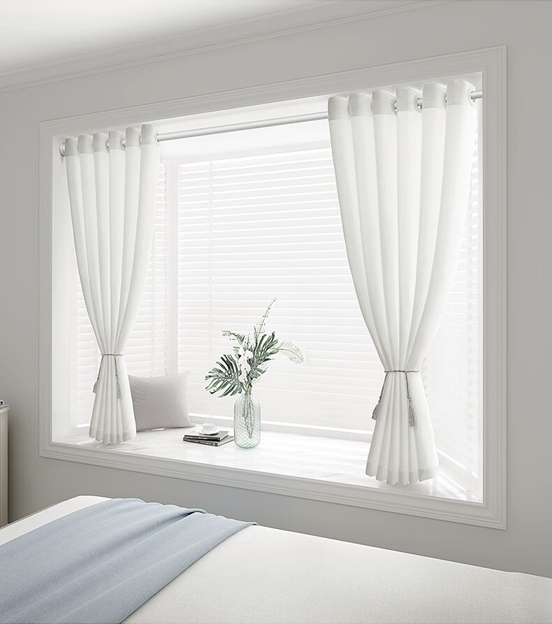 澳颜莱 富·安娜商场同款飘窗纱帘透光不透人窗帘卧室免打孔安装伸缩