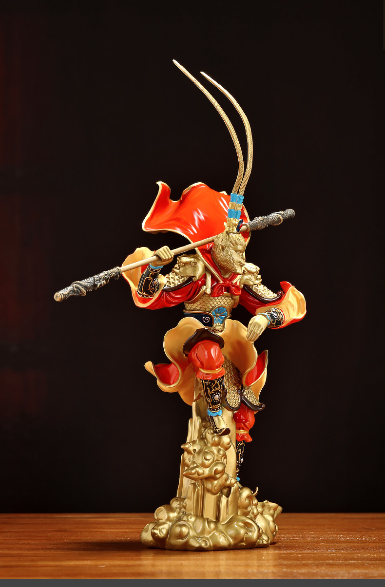 碧琉璃 齐天大圣孙悟空摆件 全铜工艺品 家居客厅装饰品 办公室桌面