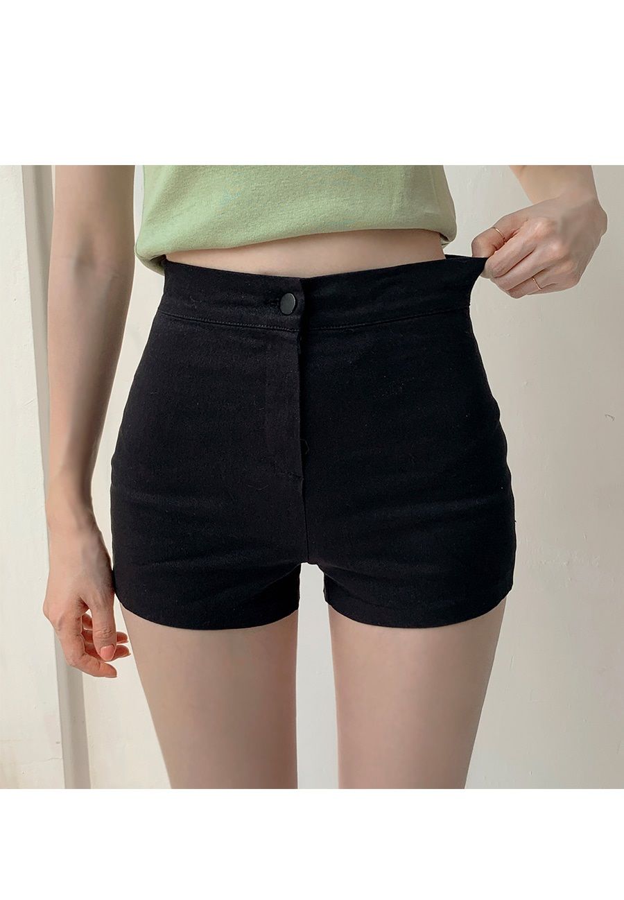 puhp京选特价黑色短裤女小清新高腰显瘦紧身牛仔弹力性感短裤消失款