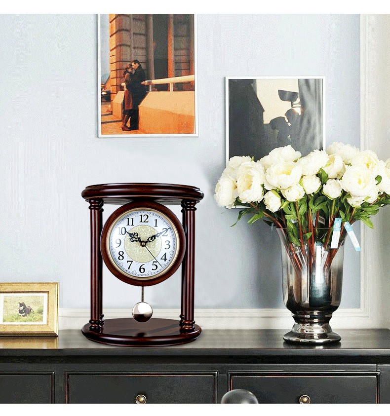 初应chuying中式复古台钟创意时钟桌面座钟客厅表摆台式家用欧式坐钟