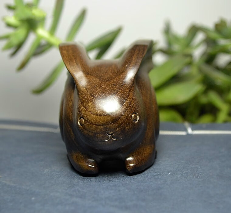 思赞金丝楠木雕十二生肖兔子木质手把件把玩件摆件项链挂件吊坠钥匙扣