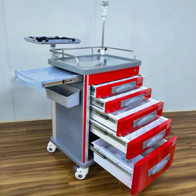 abs抢救车不锈钢多功能翻盖药品输液换药麻醉多功能急救车护士送药车