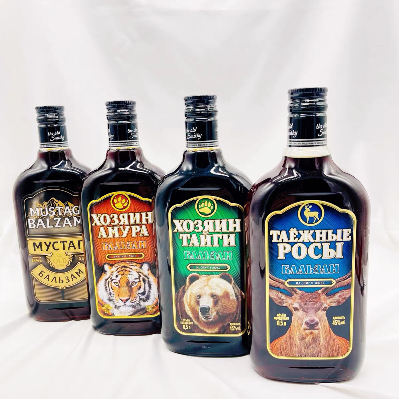 俄罗斯虎头酒进口酒阿穆尔虎熊鹿头中草配置滋伏加洋酒森林珍露牌鹿头