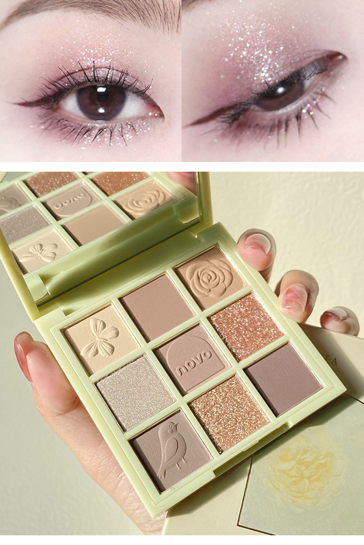 抖音novo英式九色眼影盘超火ins平价学生大地持久不脱妆小众品牌01