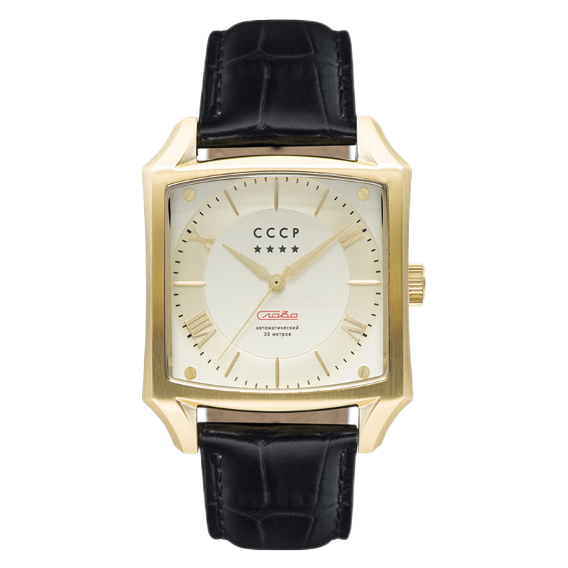 cccp男士手表 spasskaya斯帕斯卡亚系列 复古方形皮带腕表 商务休闲