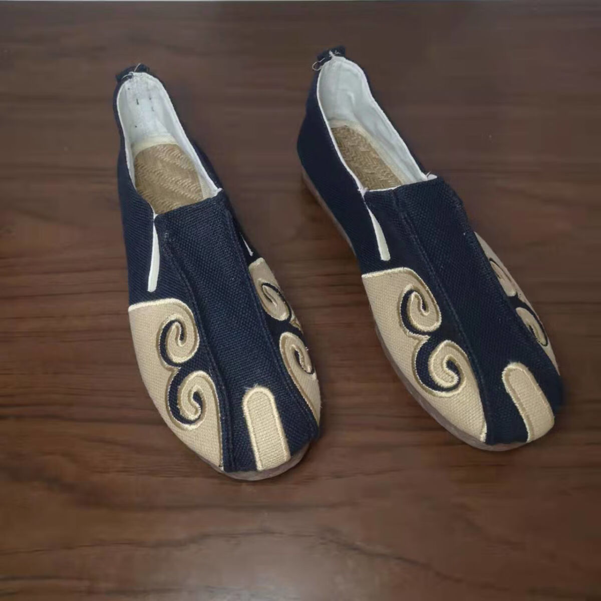 老兆京中式唐装鞋子男士一脚蹬大理手工亚麻鞋男祥云僧侣牛筋底软底