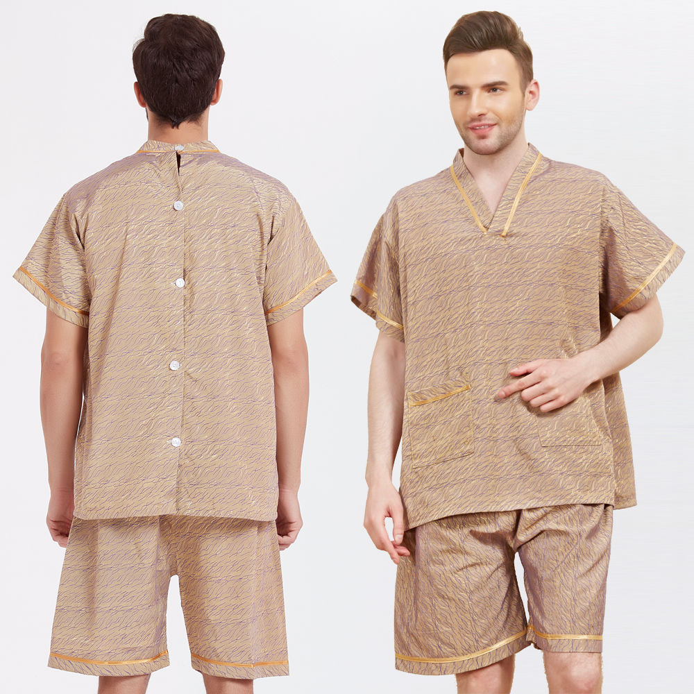 阿亨阿亨美容汗蒸澡堂浴袍艾灸服 后背开扣汗蒸服 拔