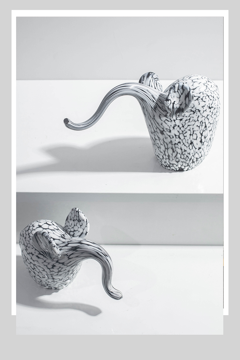 现代抽象艺术玻璃大象创意摆件招财家居客厅玄关酒柜轻奢软装饰品