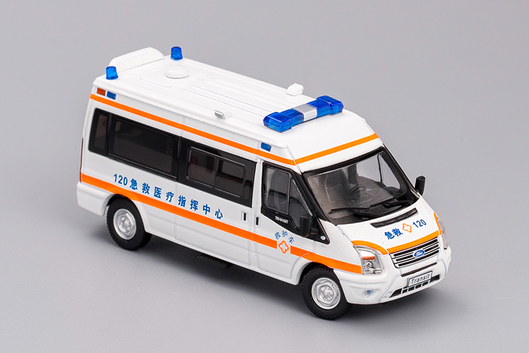 gcd 1:64 福特全顺 警车 消防救护特种车 合金汽车模型车模 救护车