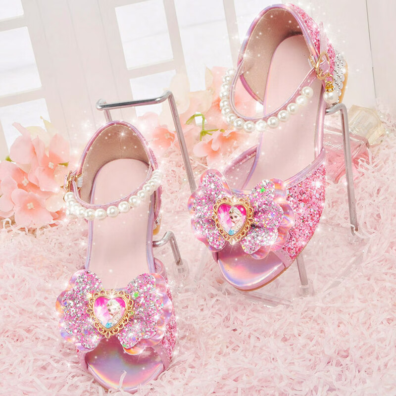 中大童软底防滑鞋子爱莎水晶鞋2266粉色收藏加购袜子36码内长225厘米