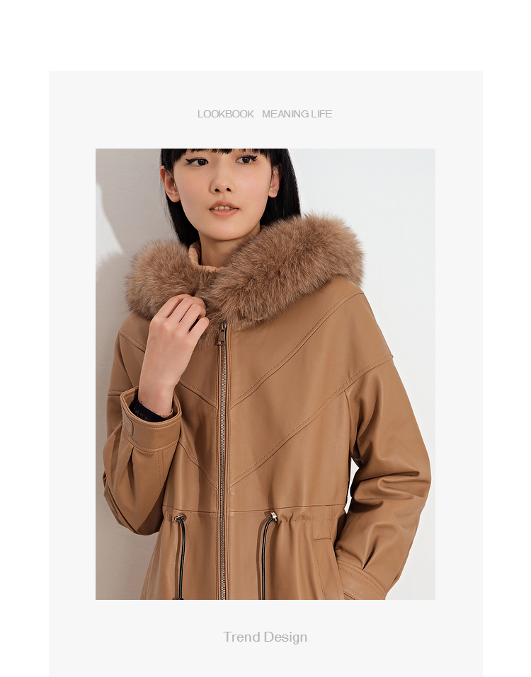 psalter诗篇影儿女装2021冬季新款皮羽绒服6c61509313 驼色 38