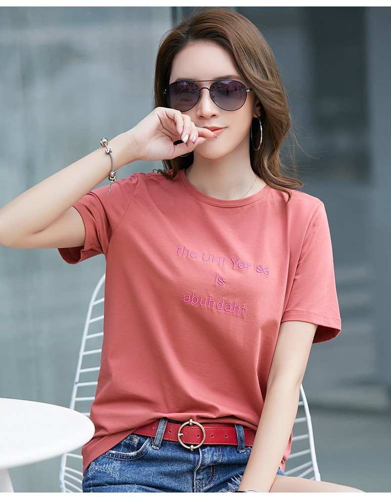 amnck女装短袖t恤女宽松显瘦圆领字母印花半袖2021夏季新款品牌百搭