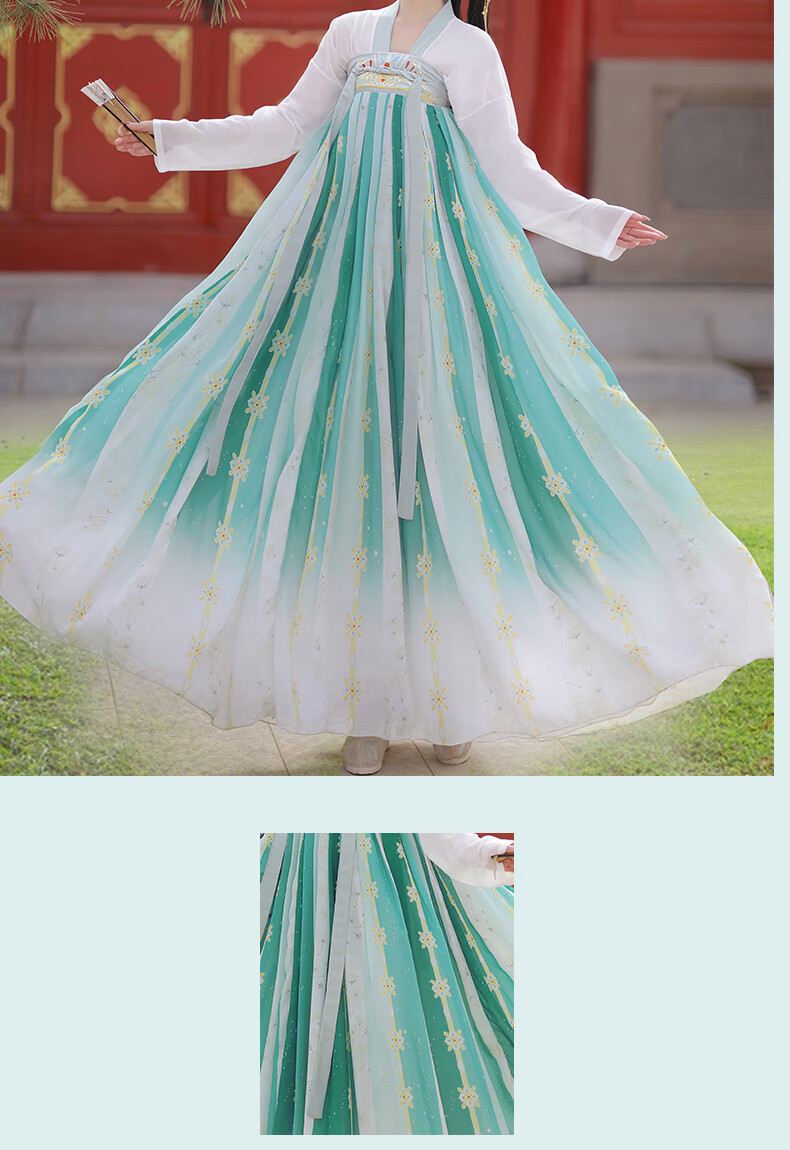 梨花渡汉服女齐胸襦裙6米中国风春夏款日常上衣6米裙摆xs