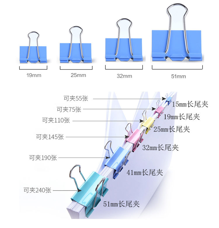 子木雅居彩色长尾票夹印花办公燕尾夹大小号学生文具夹子可爱燕尾夹1