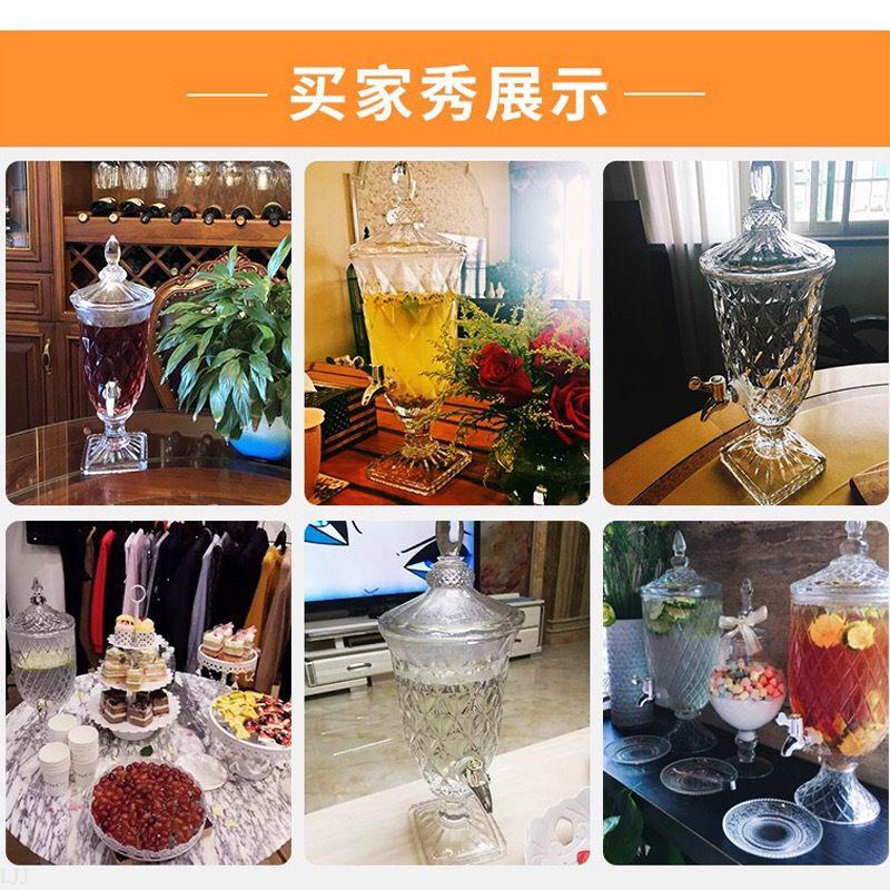 啤酒扎壶欧式无铅玻璃啤酒扎壶 带水龙头果汁桶酒店ktv冷水壶带盖凉