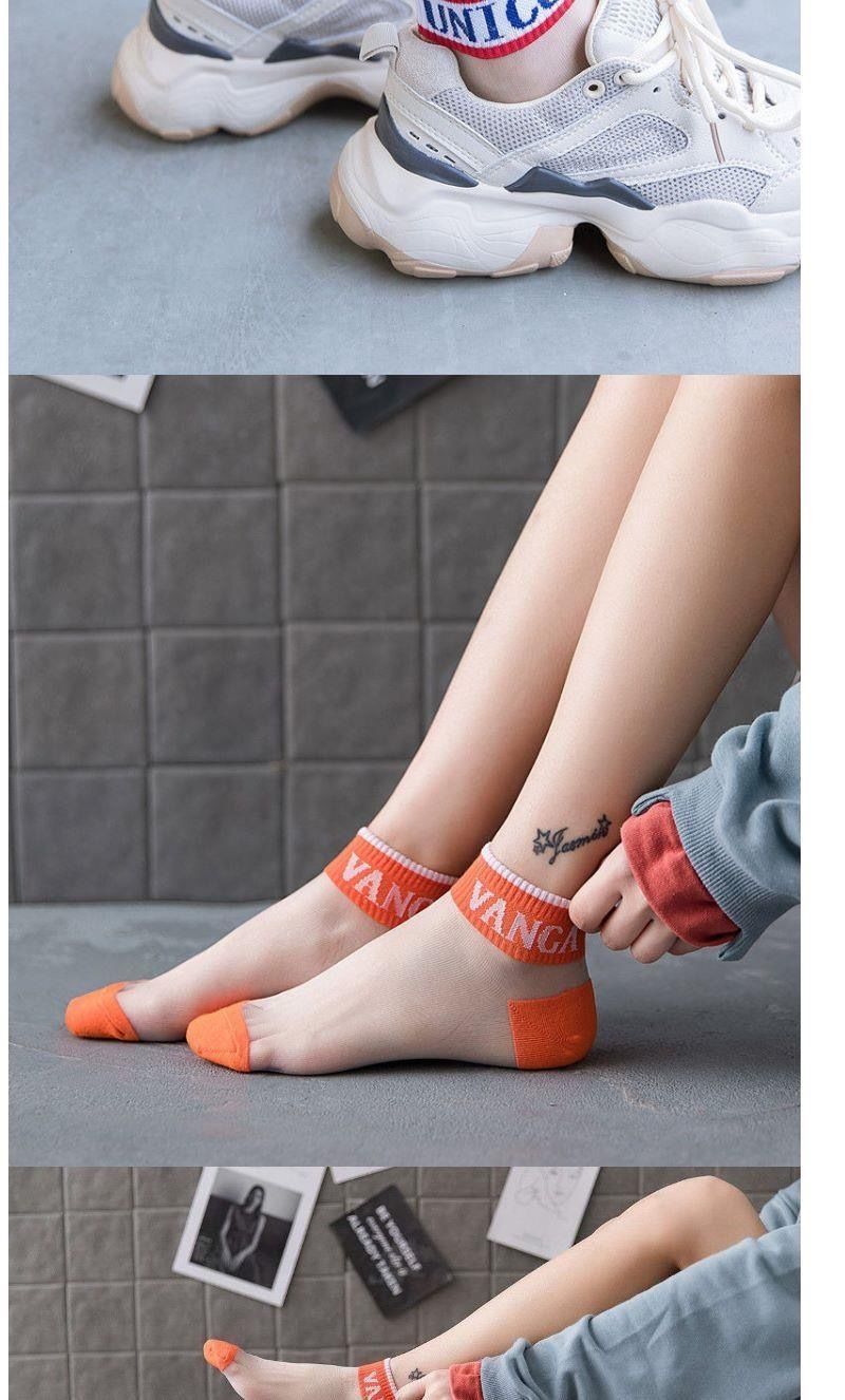 袜卡丝玻璃丝水晶袜透气可爱百搭春夏季晟易升 玻璃丝字母【黄色】5双