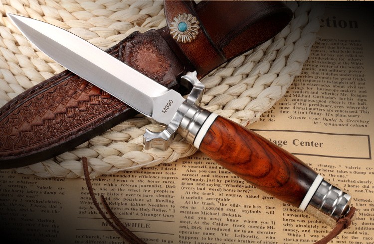 解析者m390钢锻打大马士革钢刀vg10钢刀子防身随身军刀锋利开刃收藏