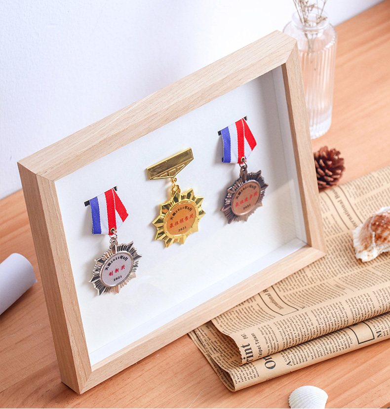 马拉松奖牌挂架实木质奖牌奖状挂架勋章展示框立体相框展示盒徽章收纳