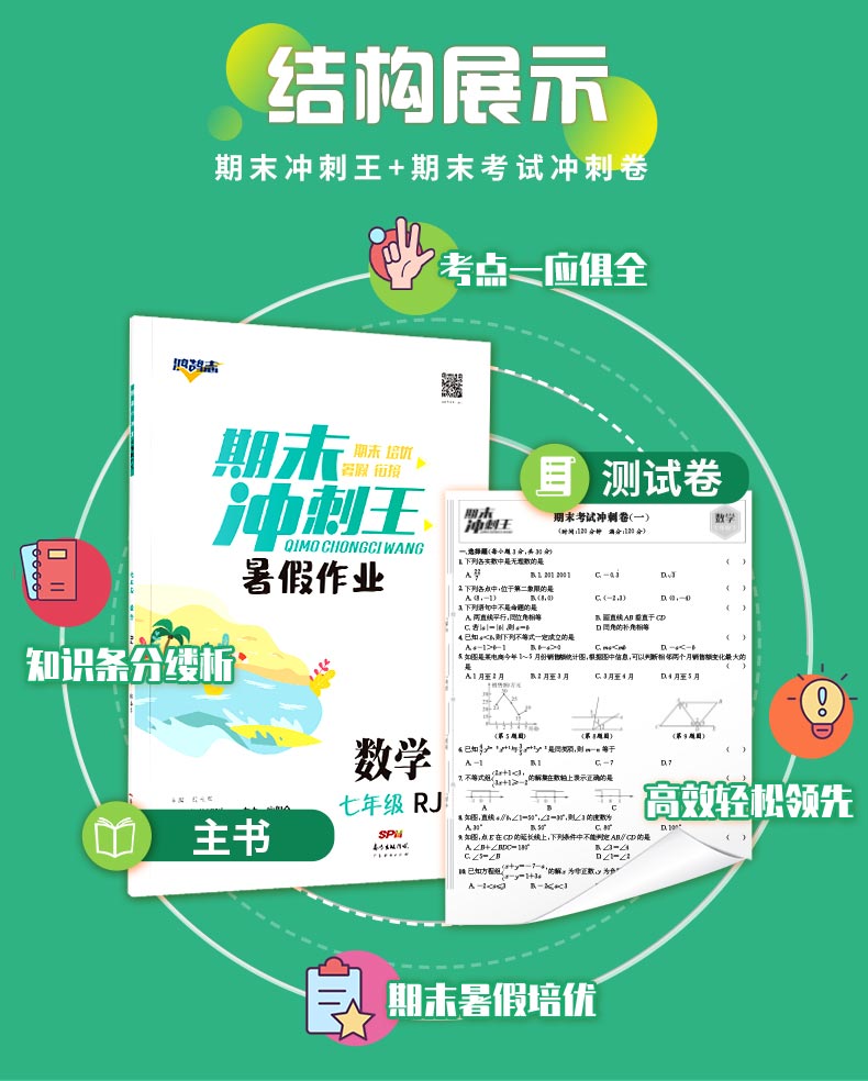 《2022秋暑假作业期末冲刺王七八年级英语文数学rj人教版初中暑假作业