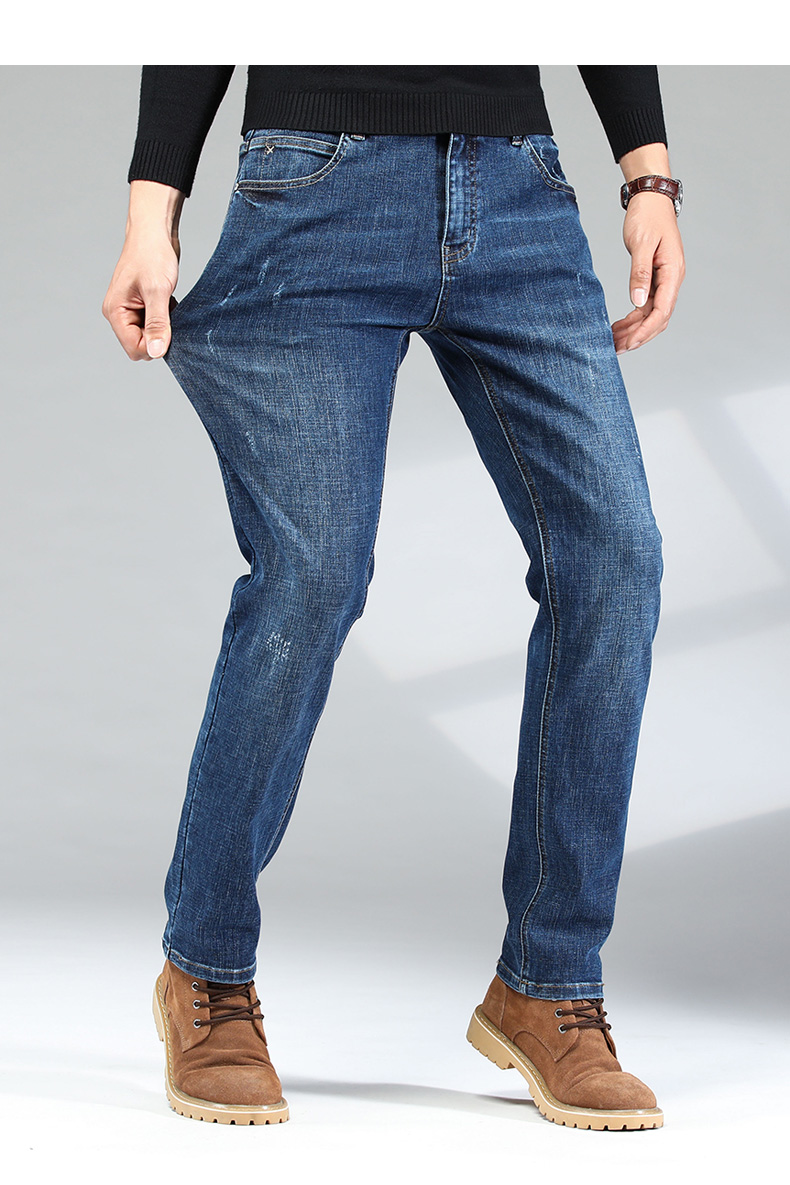 zengzhi/增致牛仔裤男中腰小直筒显瘦舒适微弹力时尚刮烂百搭长裤