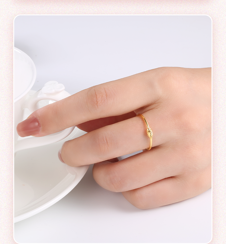 全球行国际黄金戒指女士999足金素金戒指5g工艺纯金简约素金戒指真金