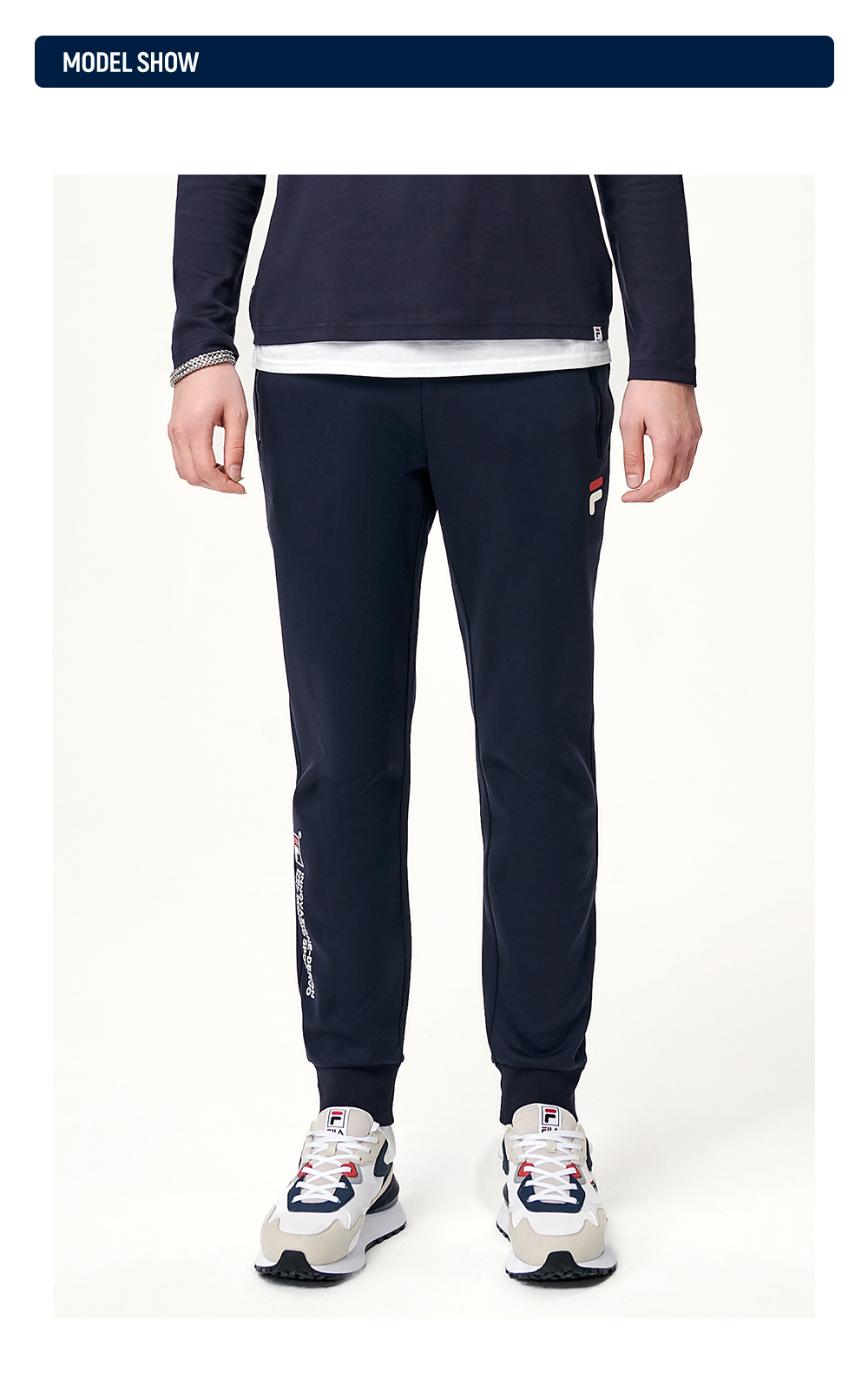 fila斐乐男装官方男裤针织长裤春秋季新款束脚裤印花商场同款传奇蓝nv