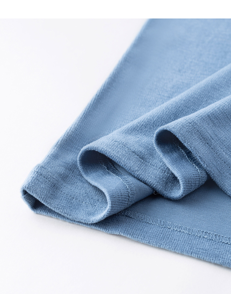 新款女半高领修身简约好搭复古显瘦设计感长袖t恤【w1813618】 海雾蓝