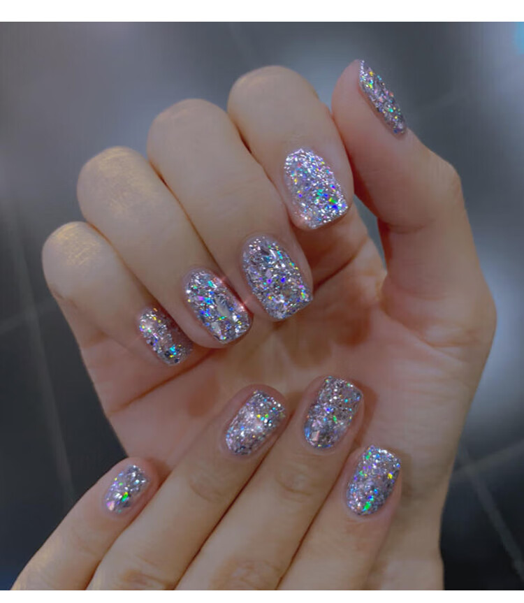 宝诗曼爆闪甲油胶2021年新款网红亮片超闪流行色香槟美甲光疗指甲爆闪