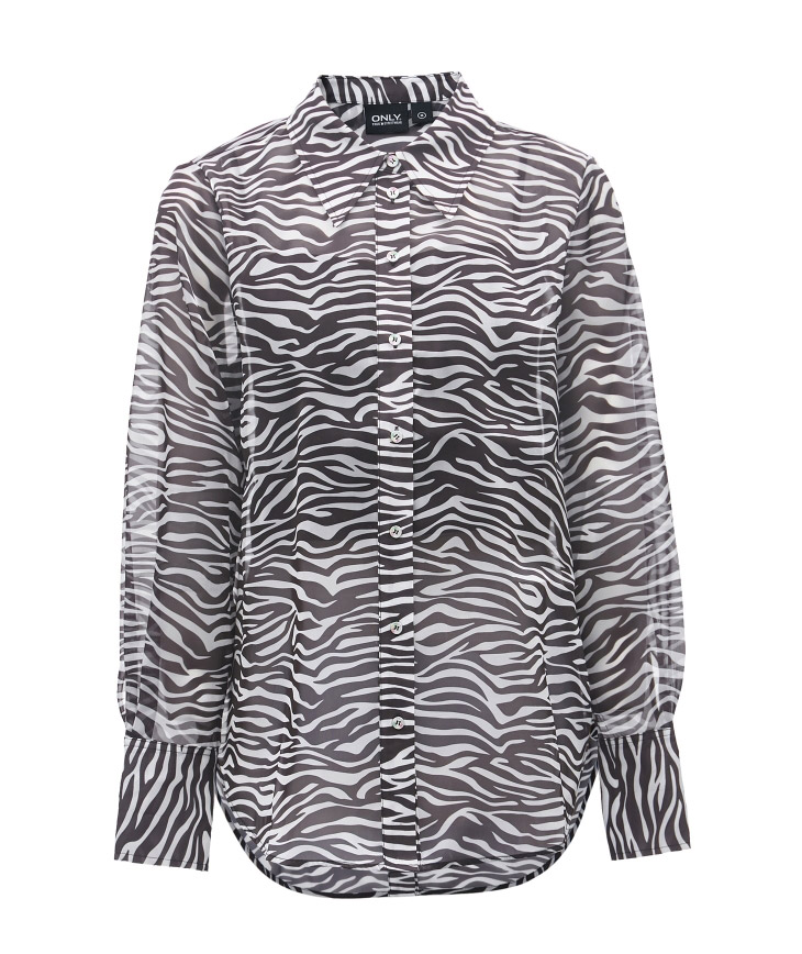 母亲节精选only春季新款时尚气质百搭个性不规则斑马纹衬衫女