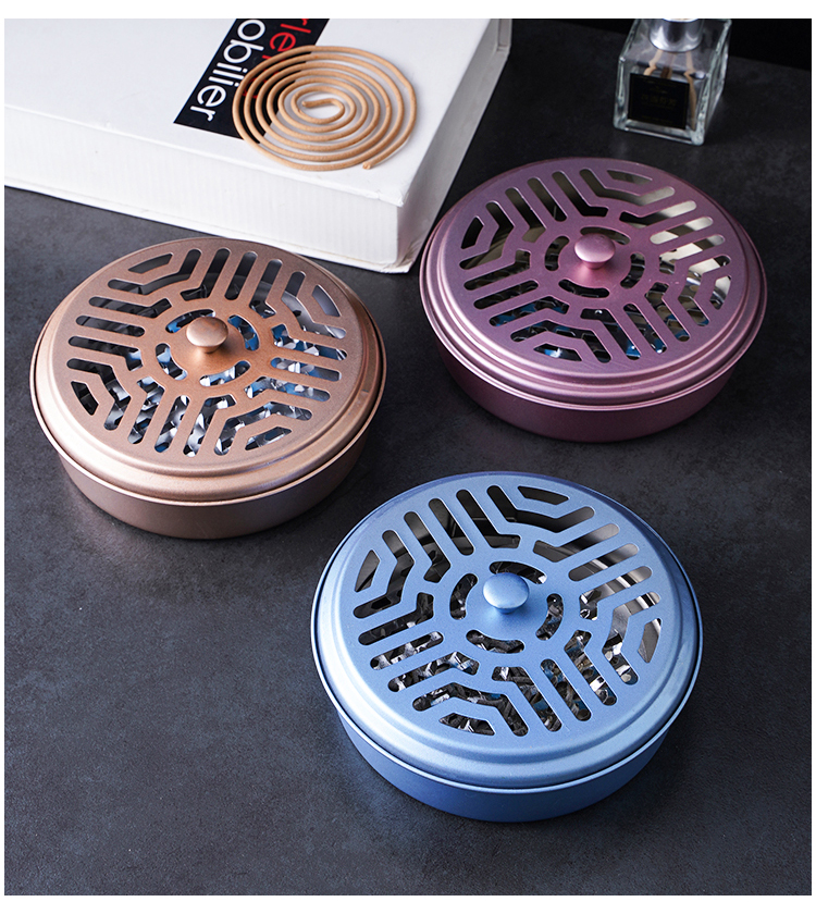 天南兄弟铁艺蚊香盒室内家用防风防火带盖接灰托盘香炉蚊香盘蚊香支架