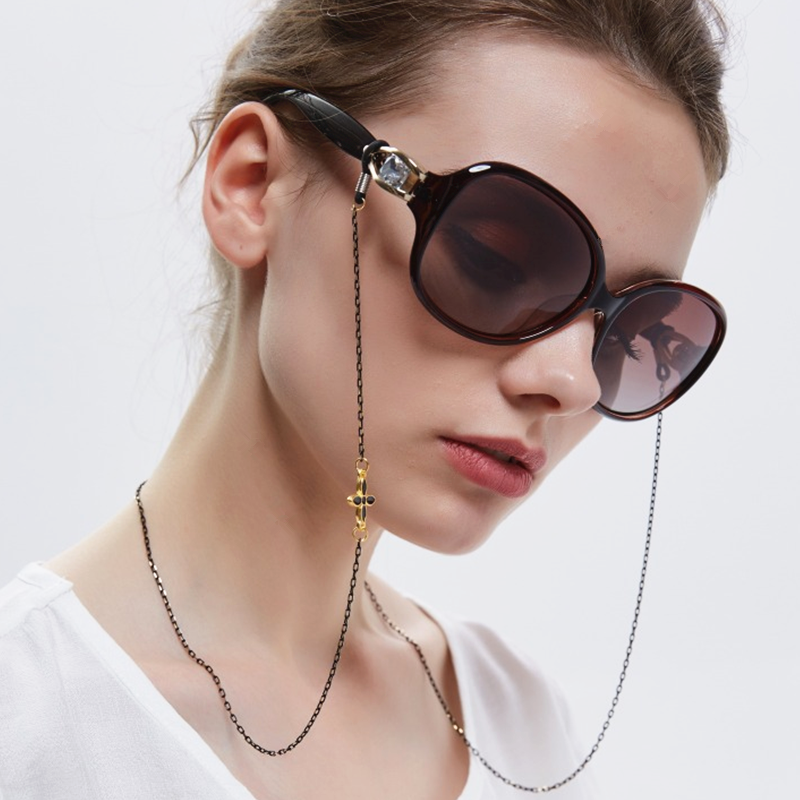 纯手工链眼镜四叶草复古时尚挂脖老花墨镜链子老花眼镜链白色