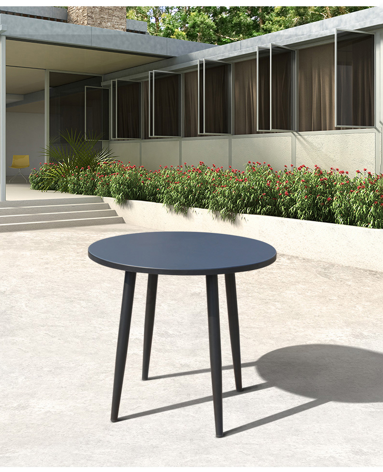 桌椅庭院花园休闲家具室外露台阳台北欧餐桌外摆套装4椅d70cm碳钢圆桌